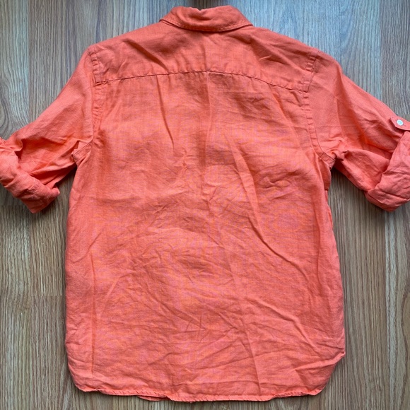 Ralph Lauren’s Petite Linen Orange Button Down - Picture 5 of 6